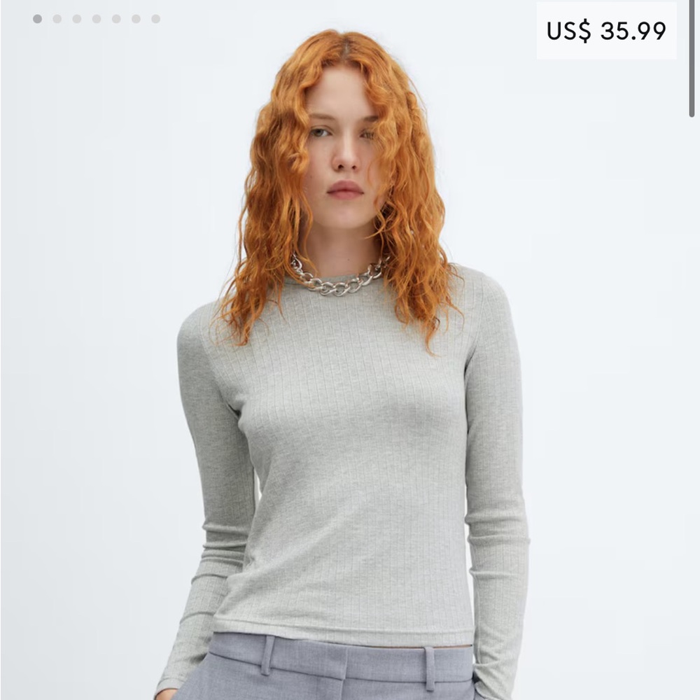 NWT Mango Heather Gray Long Sleeve Shirt